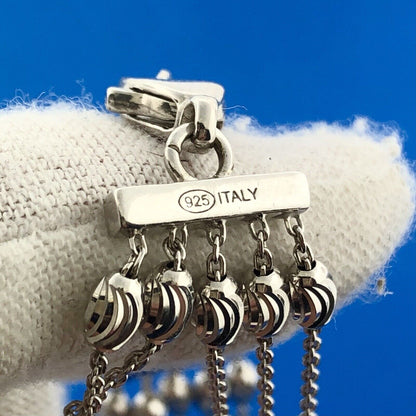 Officina Bernardi 925 Sterling Silver Ball Station Bracelet Drop Earrings Set