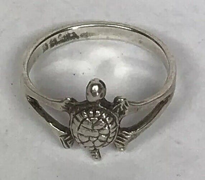 Vintage Sterling Silver 925 Textured Turtle Sea Turtle Open Work Fashion Ring