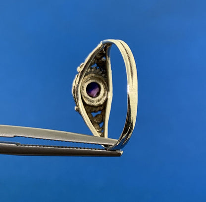 Vintage 925 Sterling Silver Amethyst February Birthday Anniversary Occasion Ring