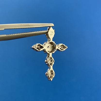 Designer 14K White Gold Pave Diamond Religious Communion Bridal Cross Pendant