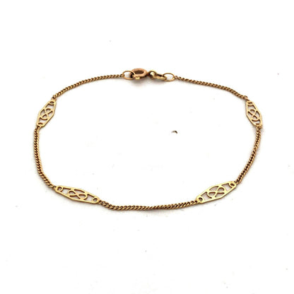 Designer Aurea Italy 14K Yellow Gold Infinity Station Chain Bracelet
