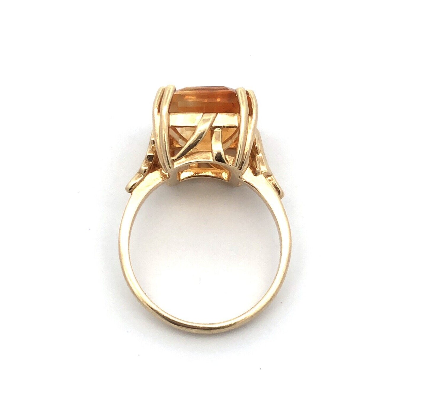 10K Yellow Gold Emerald Cut Citrine November Anniversary Cocktail Ring