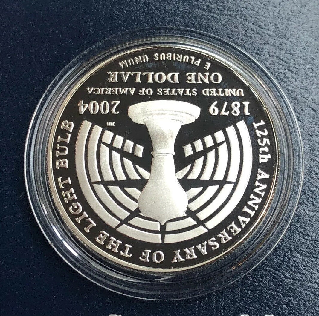 1994 P Thomas Alva Edison Commemorative Proof Silver $ Dollar OMP/COA