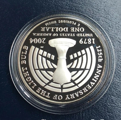 1994 P Thomas Alva Edison Commemorative Proof Silver $ Dollar OMP/COA