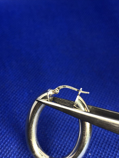 Designer Italy 925 Sterling Silver Large Polished Tubular Oval Hoop Earrings