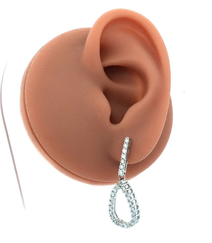 Designer 14K White Gold Diamond Sparkling Dangle Drop Stud Earrings