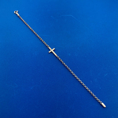 Jacmel Mauritius JCM 925 Sterling Silver Cross Single Station Link Bracelet