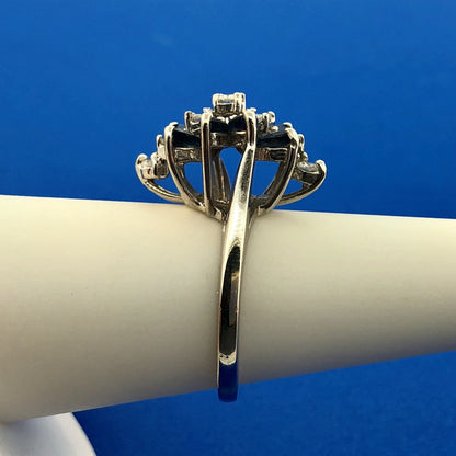 Vintage 14K White Gold Diamond Sapphire Waterfall September Anniversary Ring