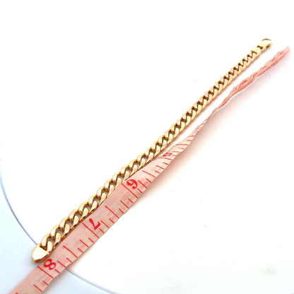 Designer AR Italy 14K Yellow Gold Cuban Link Chain Bracelet