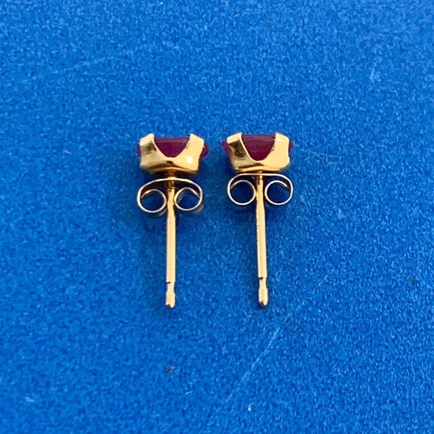 Designer 14K Yellow Gold Oval Ruby Stud Earrings