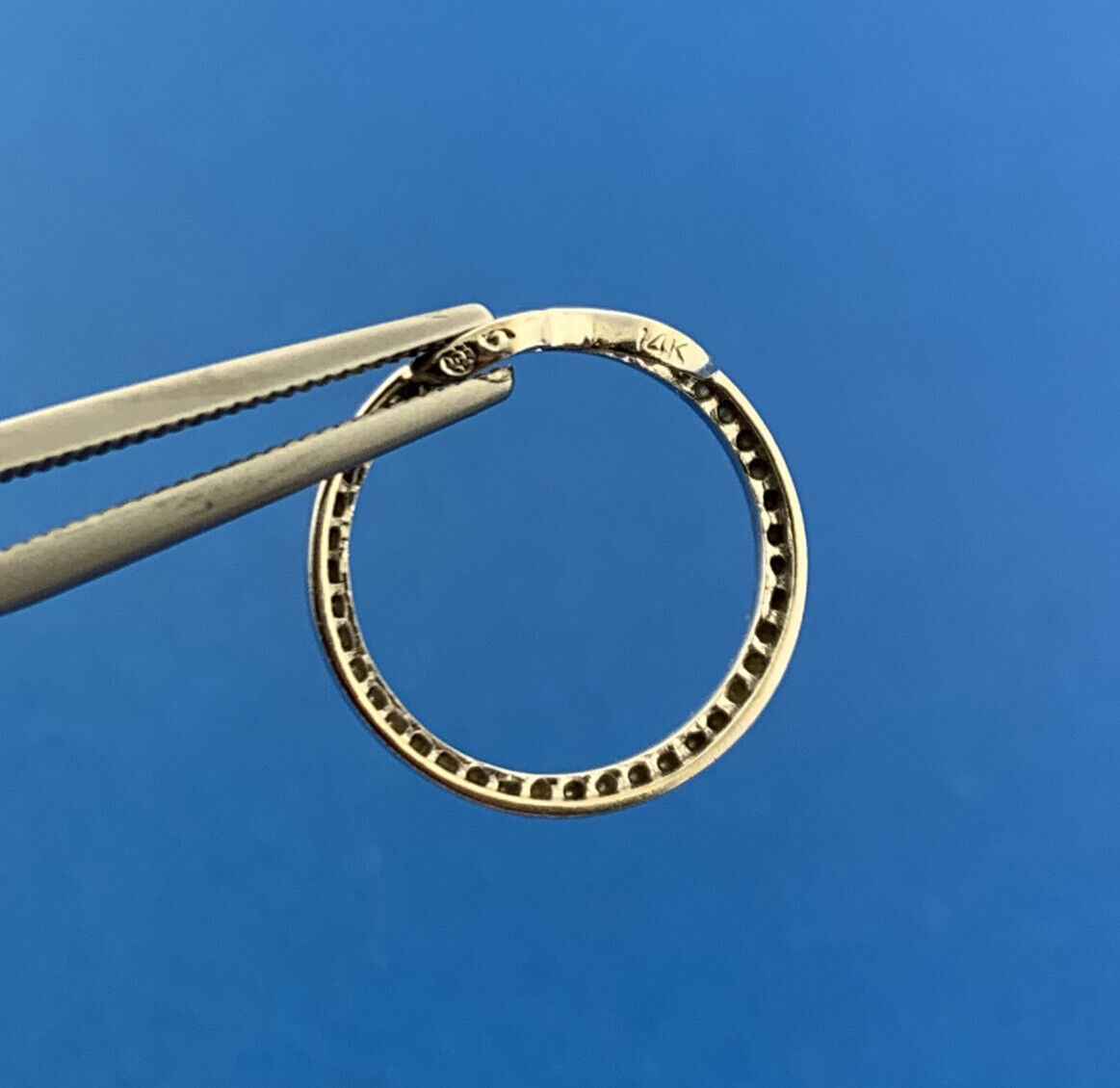 Designer 14K White Gold Diamond Infinity Eternity Anniversary Circle Pendant