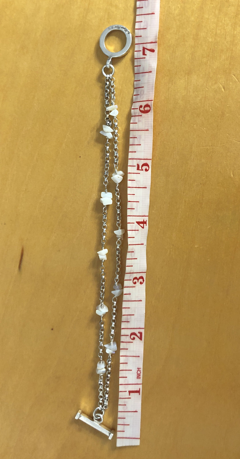 925 Sterling Silver Retired Mignon Faget Rainbow Moonstone Chain Toggle Bracelet