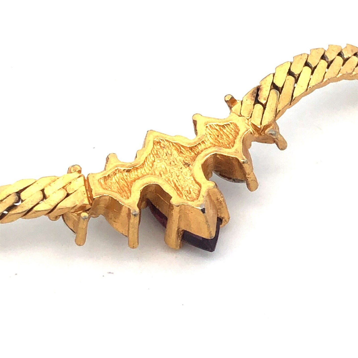 Vintage Christian Dior Gold Tone Purple White Rhinestone Choker Necklace