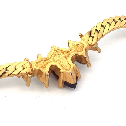 Vintage Christian Dior Gold Tone Purple White Rhinestone Choker Necklace