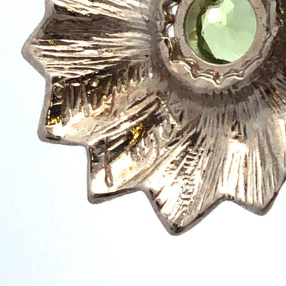 Mignon Faget 925 Sterling Silver Round Peridot Portafiori Flower Pendant