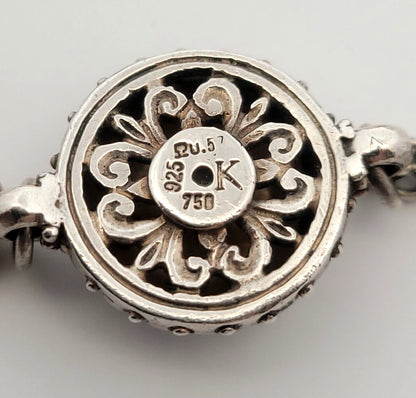 Konstantino 925 Sterling Silver 18K Yellow Gold Floral Station Chain Bracelet
