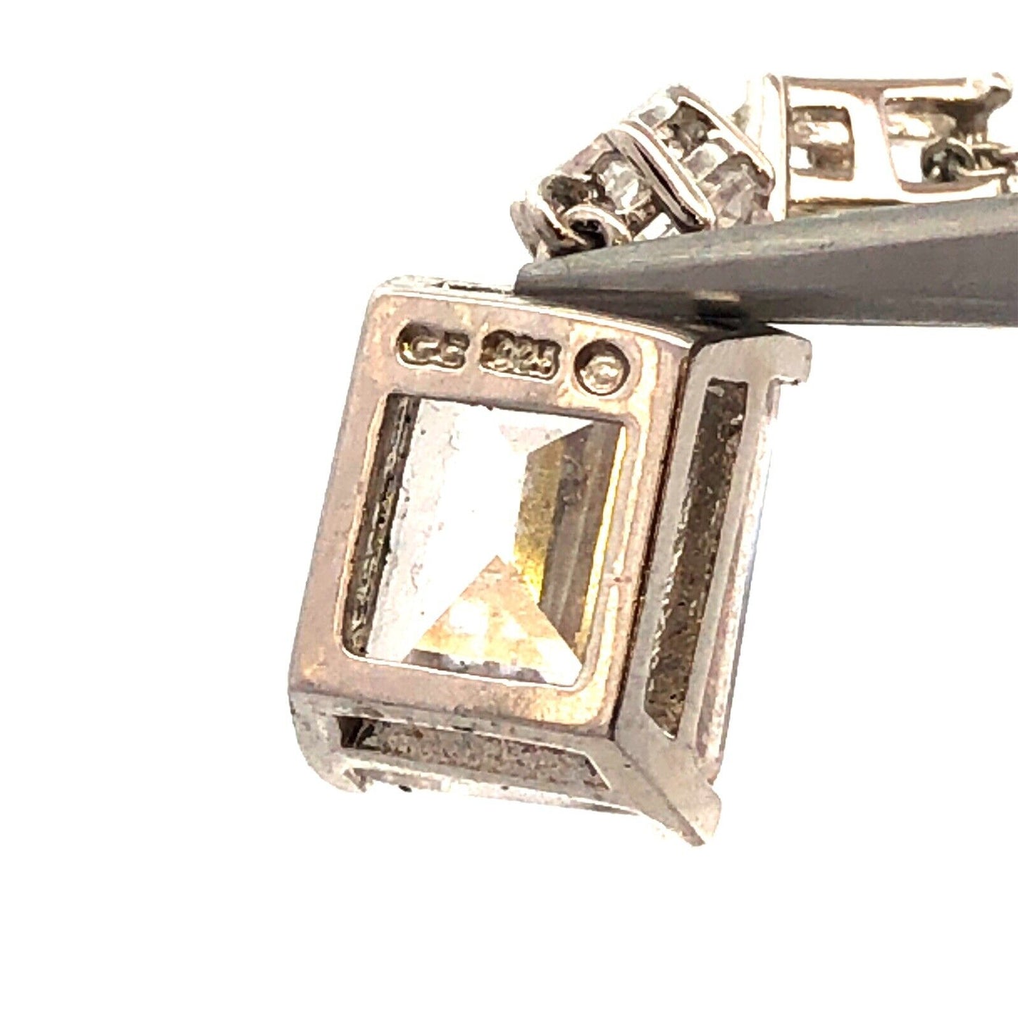 Designer 925 Sterling Silver Cubic Zirconia CZ Drop Dangle Pendant Necklace