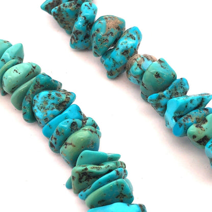 Vintage Silver Tone Irregular Graduated Turquoise Beaded Statement Necklace