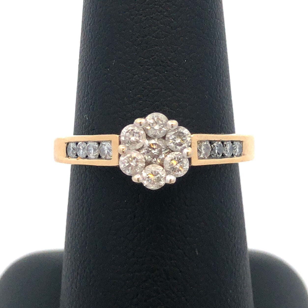 Designer IKS 14K Yellow Gold Diamond Floral Cluster Engagement Anniversary Ring