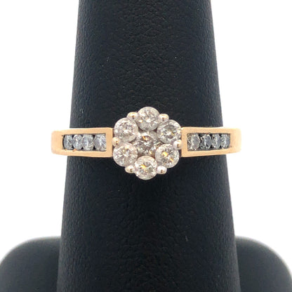 Designer IKS 14K Yellow Gold Diamond Floral Cluster Engagement Anniversary Ring