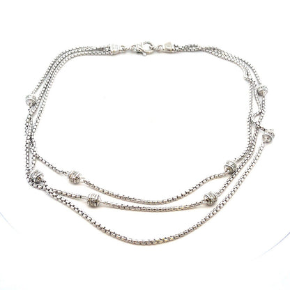 Designer Judith Ripka 925 Sterling Silver Cubic Zirconia Layering Chain Necklace