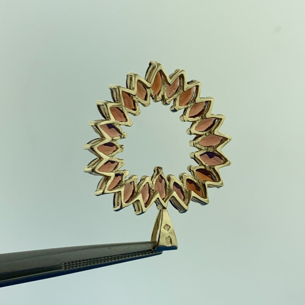 Gorgeous 10k Yellow Gold Marquise Cut Garnet Open Heart Loving Romantic Pendant