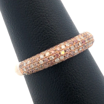 14K White Gold White Champagne Diamond Anniversary Wedding Bridal Band Ring