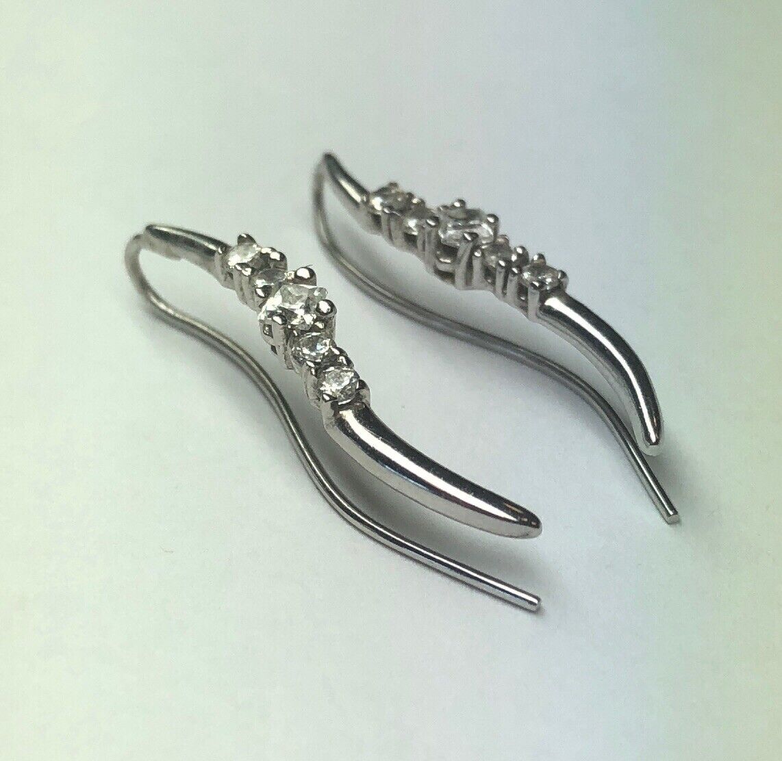 Designer Elegant 14K White Gold Cubic Zirconia Infinity Drop Dangle Earrings