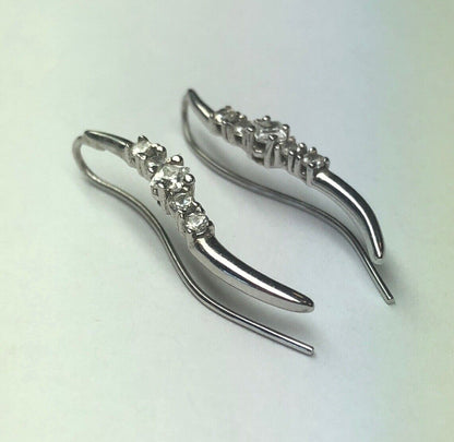 Designer Elegant 14K White Gold Cubic Zirconia Infinity Drop Dangle Earrings