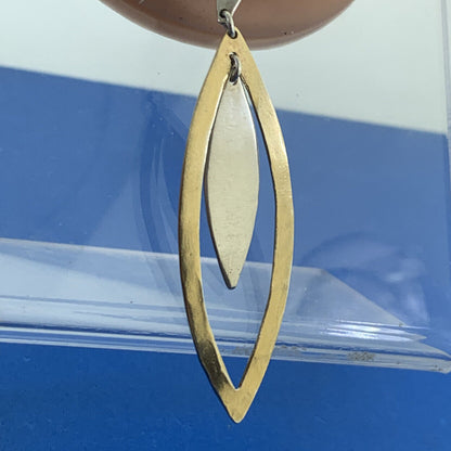 Modernist Vermeil Two-Toned 925 Sterling Silver Cut-out Dangle Earrings