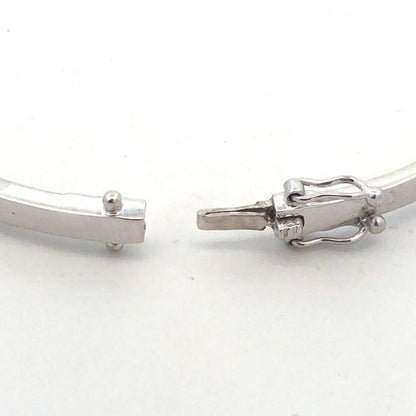 Stunning 14k White Gold Round Cut Channel Diamond Bangle Bracelet