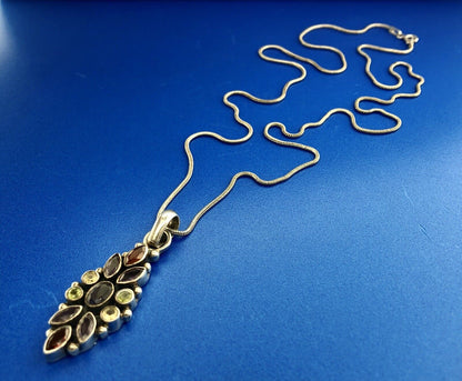 Vintage Designer FAS Italy Sterling Silver 925 Multi Stone Pendant Necklace