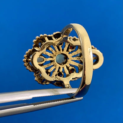 Designer Vintage SB Opal & Garnet 14K Yellow Gold Statement Ring