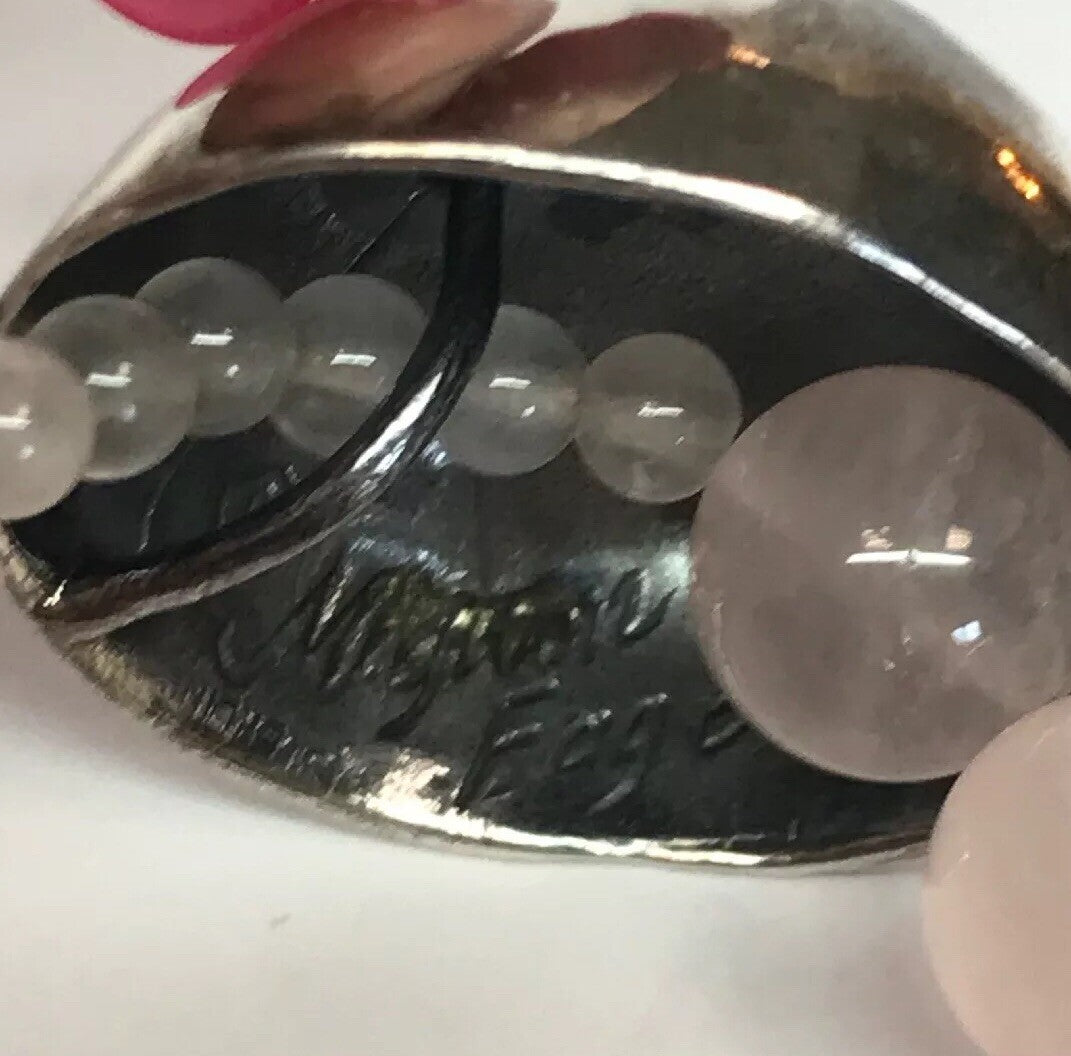 Mignon Faget 925 Sterling Silver Rose Quartz Jasper Bead Moon Snail Necklace