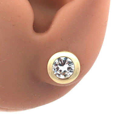 Jacmel Mauritius JCM 14K Yellow Gold Diamonique CZ Statement Stud Earrings