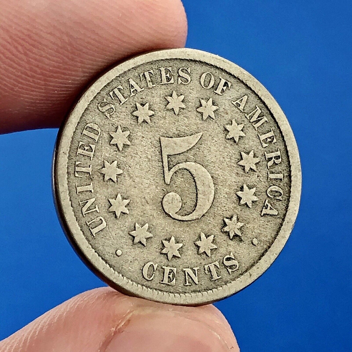 1874 P Shield Nickel Variety 2 Scarce Rare Better Key Philadelphia Mint Coin