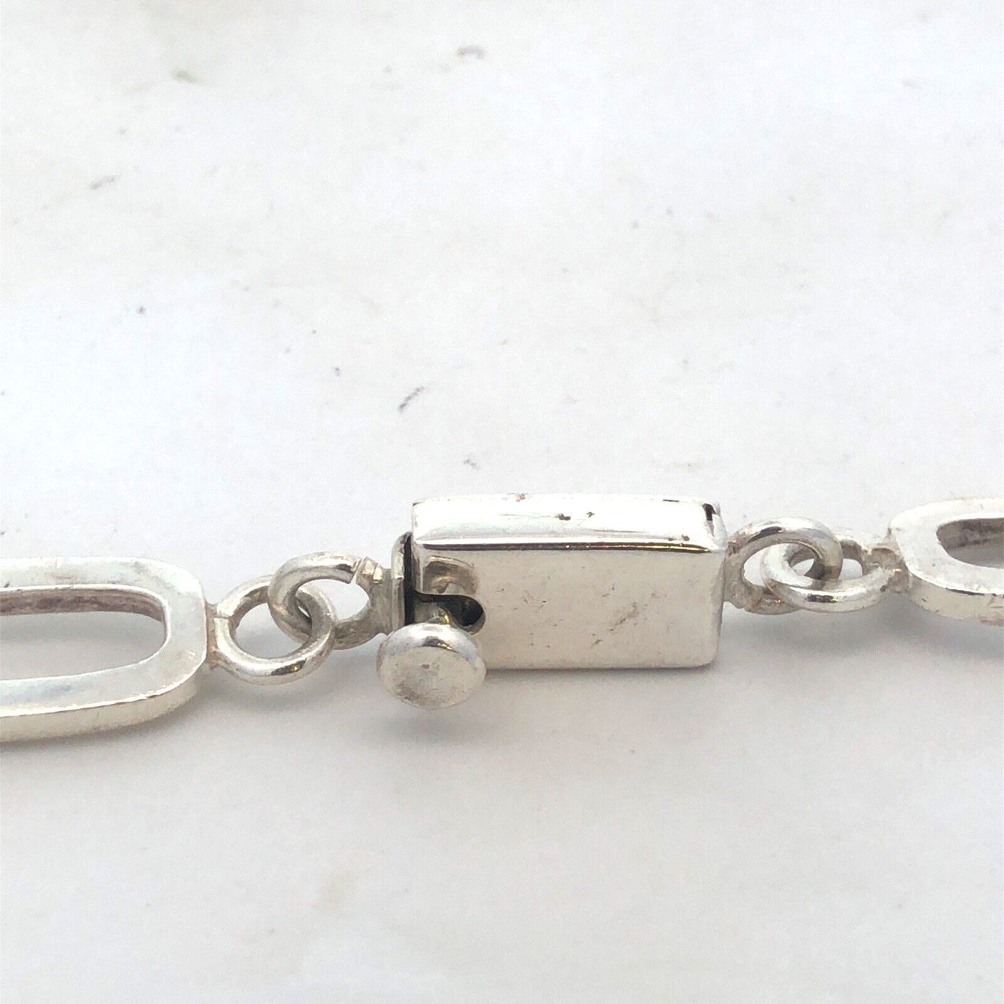 Estate Taxco TR-167 925 Sterling Silver Paper Clip Chain Statement Necklace