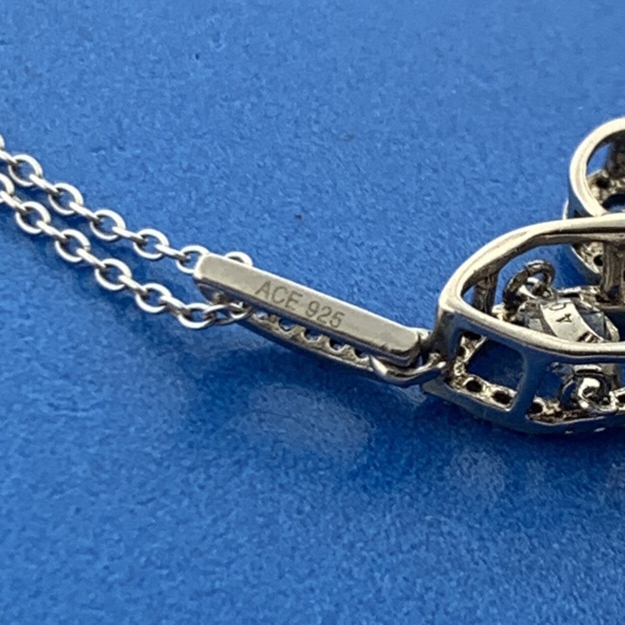 Designer 925 Sterling Silver Floating Cubic Zirconia Fleur De Lis Necklace