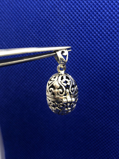 Designer JBB 925 Sterling Silver Scroll Egg Prayer Locket Pendant