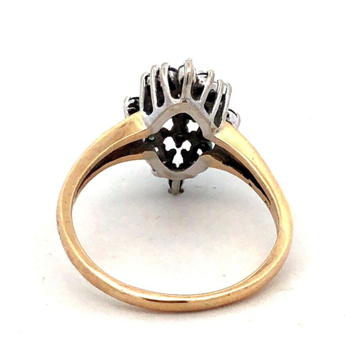 Designer 14K Yellow Gold Round Diamond Cluster Oval Dome Cocktail Ring