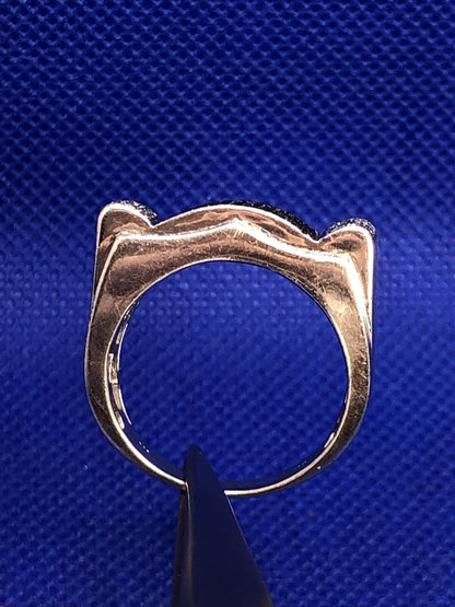 Designer 925 Sterling Silver Black White Pave Diamond Unisex Modernist Dome Ring