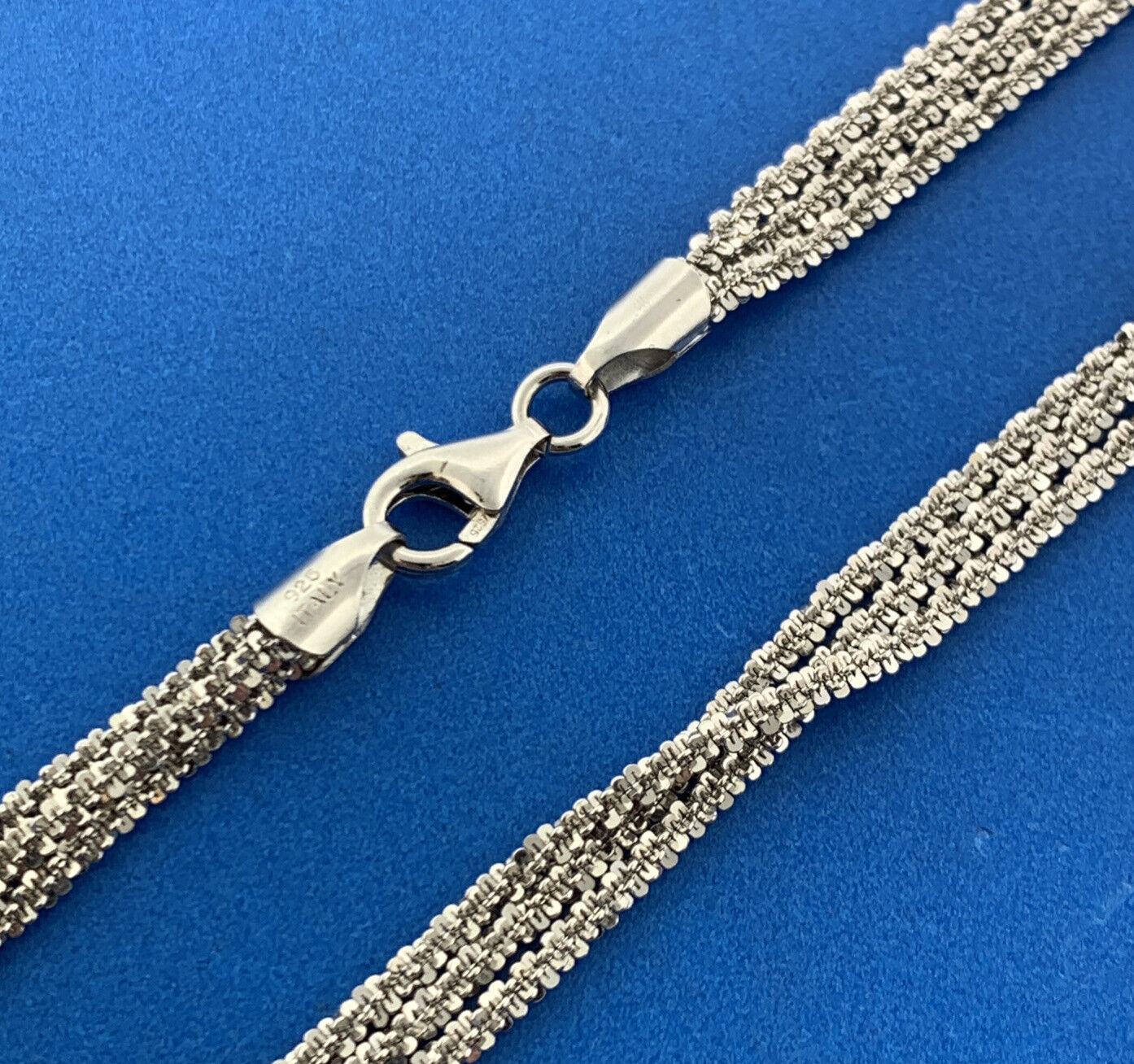 Designer Milor Italy 925 Sterling Silver Diamond Cut Sparkling 3 Strand Necklace