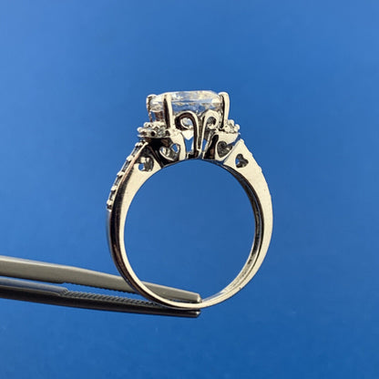 Estate FI Sterling Silver Cubic Zirconia CZ Solitaire Statement Engagement Ring