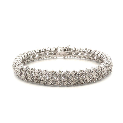 Designer DBJ 925 Sterling Silver Round Diamond Cluster Tennis Bracelet