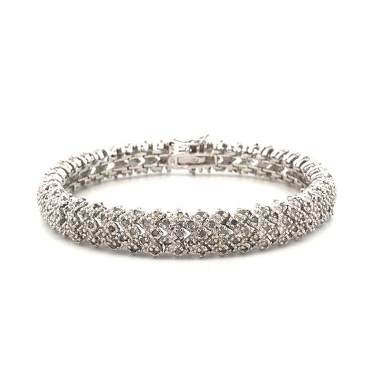 Designer DBJ 925 Sterling Silver Round Diamond Cluster Tennis Bracelet