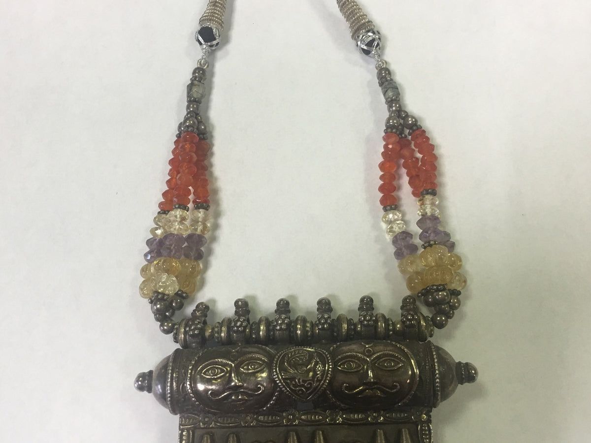 One-of-a-Kind Statement Necklace 800 Silver Bead Detail with Adjustable Rope