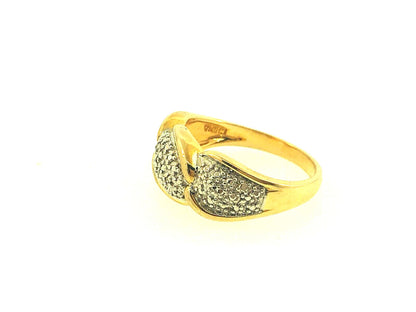 925 Sterling Silver Vermeil Diamond Illusion Statement Band Ring