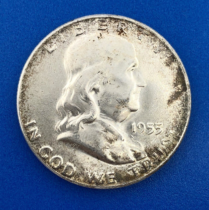 1955 P Silver Franklin Half Dollar BU Philadelphia Mint 90% Key Better Date