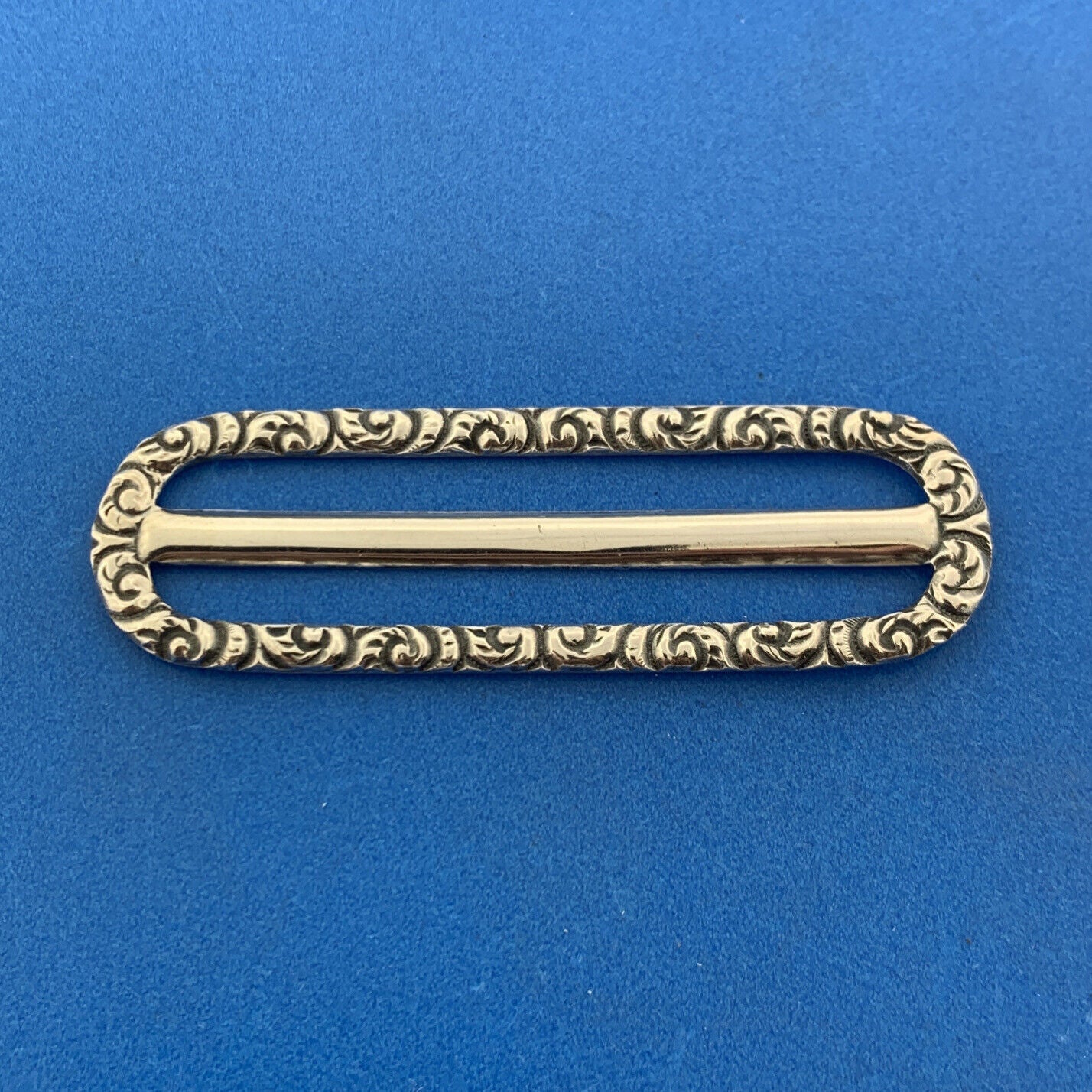 Vintage 925 Sterling Silver Baroque Scroll Scarf Cloth Belt Slide Buckle