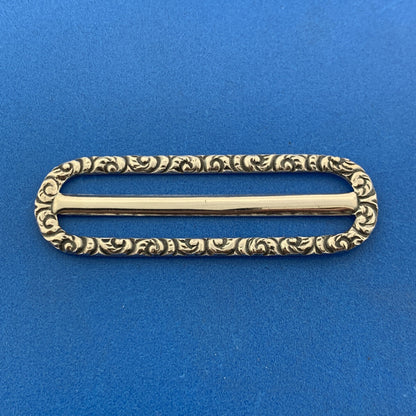 Vintage 925 Sterling Silver Baroque Scroll Scarf Cloth Belt Slide Buckle